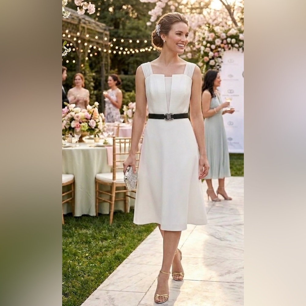 Phillip Lim Ivory Sleeveless V-Neck Midi Dress (Belt not included)